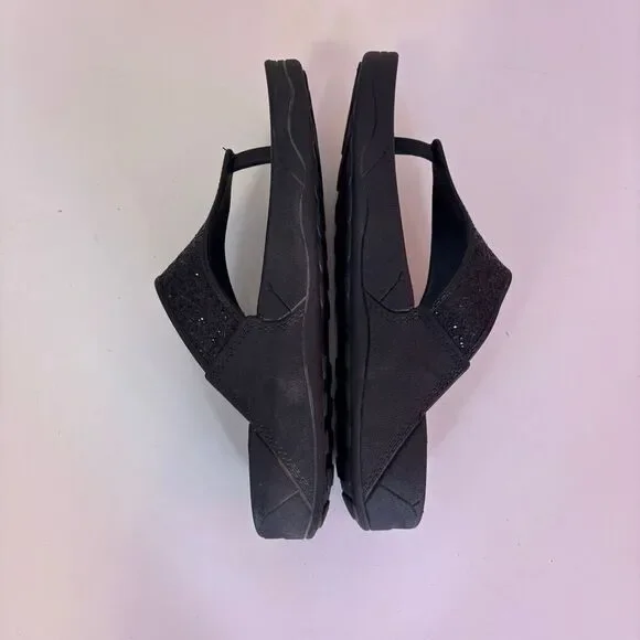 FitFlop Women's Black Platform Sparkle Strap Flip Flop Sandals 9 - Picture 6 of 8